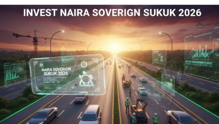 Person holding a Federal Government of Nigeria Sukuk 2026 certificate.