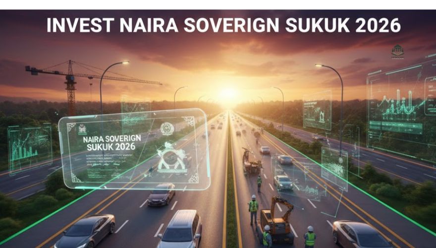 Person holding a Federal Government of Nigeria Sukuk 2026 certificate.