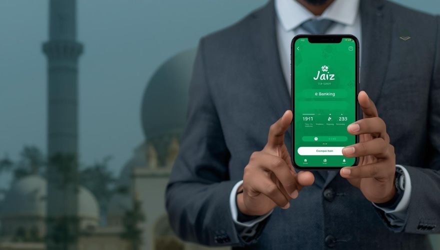 showing Jaiz e Banking digital app for Nigerians.