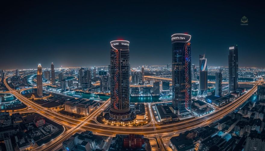 Dubai skyline with major banks representing UAE banking industry 2026