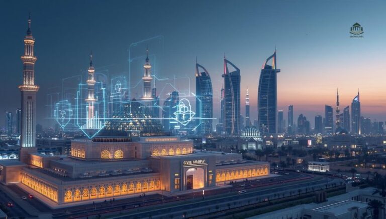 Safest Islamic banks in the GCC 2025–2026 ranking overview with GCC financial skyline