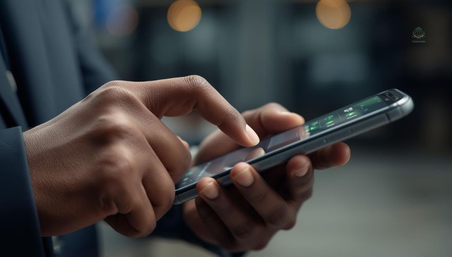 A mobile app representing fintech innovation in Islamic finance and Islamic fintech adoption.