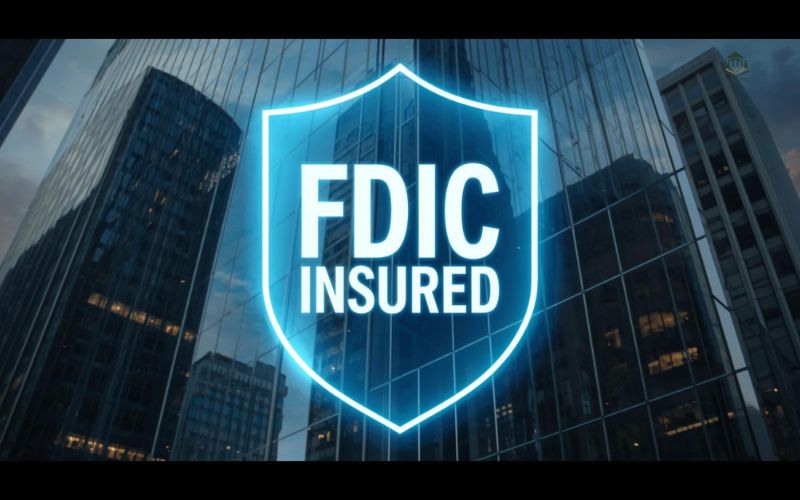 A shield icon protecting a digital wallet, representing a secure savings account USA with FDIC protection.