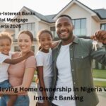 A happy Nigerian family standing in front of their new home acquired through a Halal mortgage in 2026.