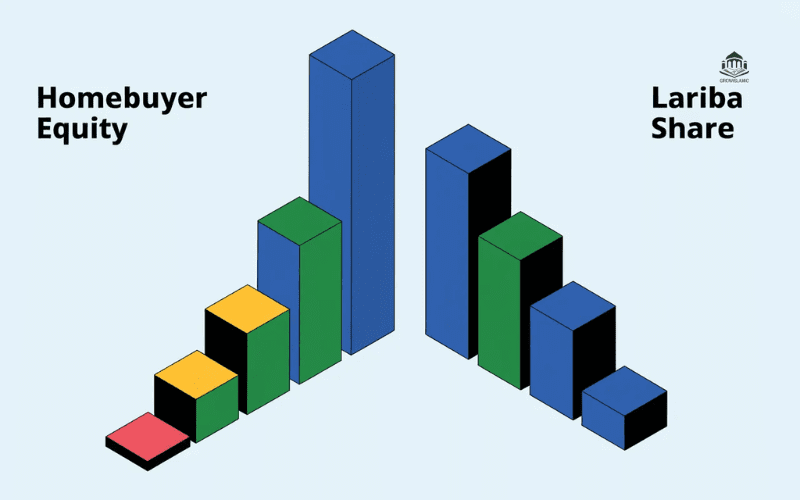 Infographic showing the declining partnership and home equity building process.