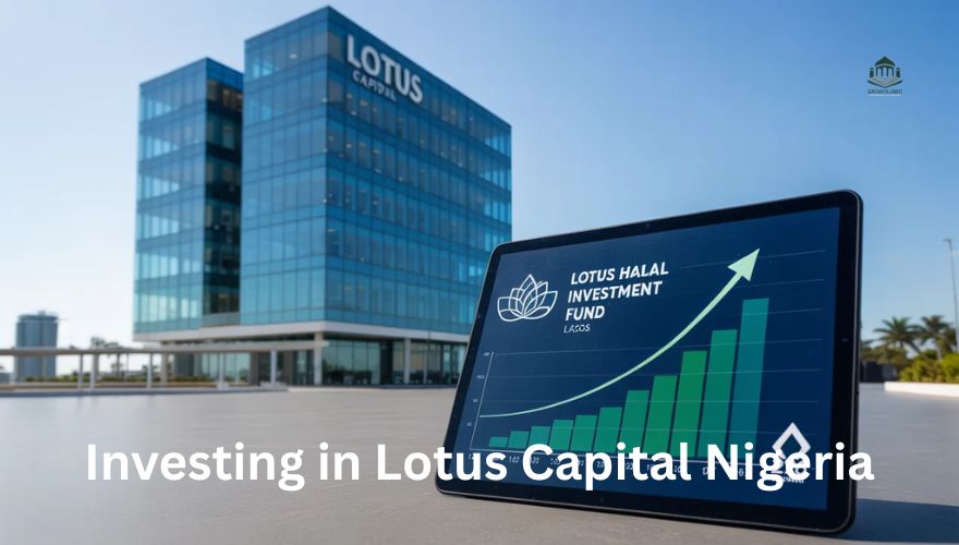 Professional view of Lotus Capital headquarters in Lagos featuring a digital investment dashboard for 2026.
