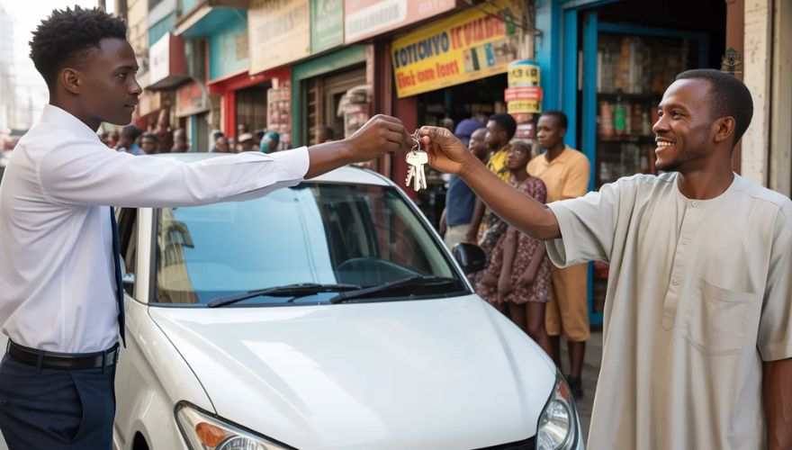 A new delivery van or machine with a "Partnered by Non-Interest Bank" sticker.