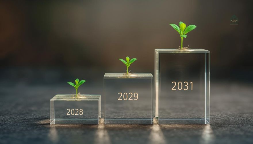 Three glowing steps representing 2-year, 3-year, and 5-year Sukuk investments.